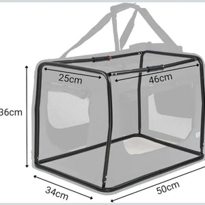 Diagram showing the dimensions of the Revom pet transport bag for sizing