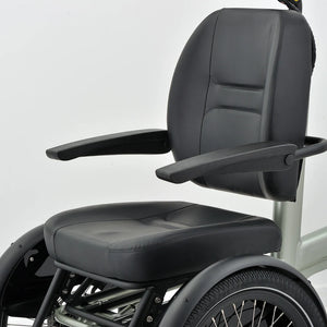 Close up of the Revom T5 front passenger seat with padded cushion and armrests