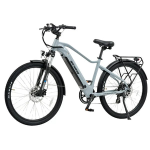 Revom U2 all terrain electric bike in angled view showing frame design, front suspension, and commuter-friendly setup.