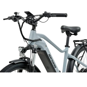 Detailed view of Revom U2 electric bike frame and integrated battery highlighting clean design.