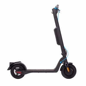 Right side view of the Riley RS1 V2 Electric Folding Scooter 350W in black with blue accents.