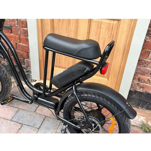 Rocket ST step-through electric bike close-up of rear seat and battery pack