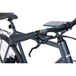 Close-up of Viking Urban Eco Sport electric bike handlebar with gear shifters and brake levers.