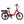 Full side view of the red Wisper Tailwind 806 folding electric bicycle with rear rack and battery.